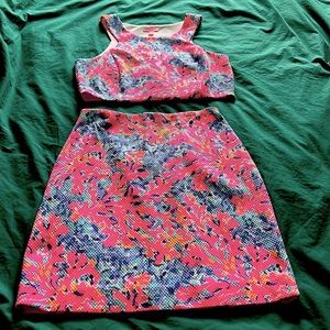 Matching set of Lily Pulitzer crop top and skirt- perfect for a summer wedding!